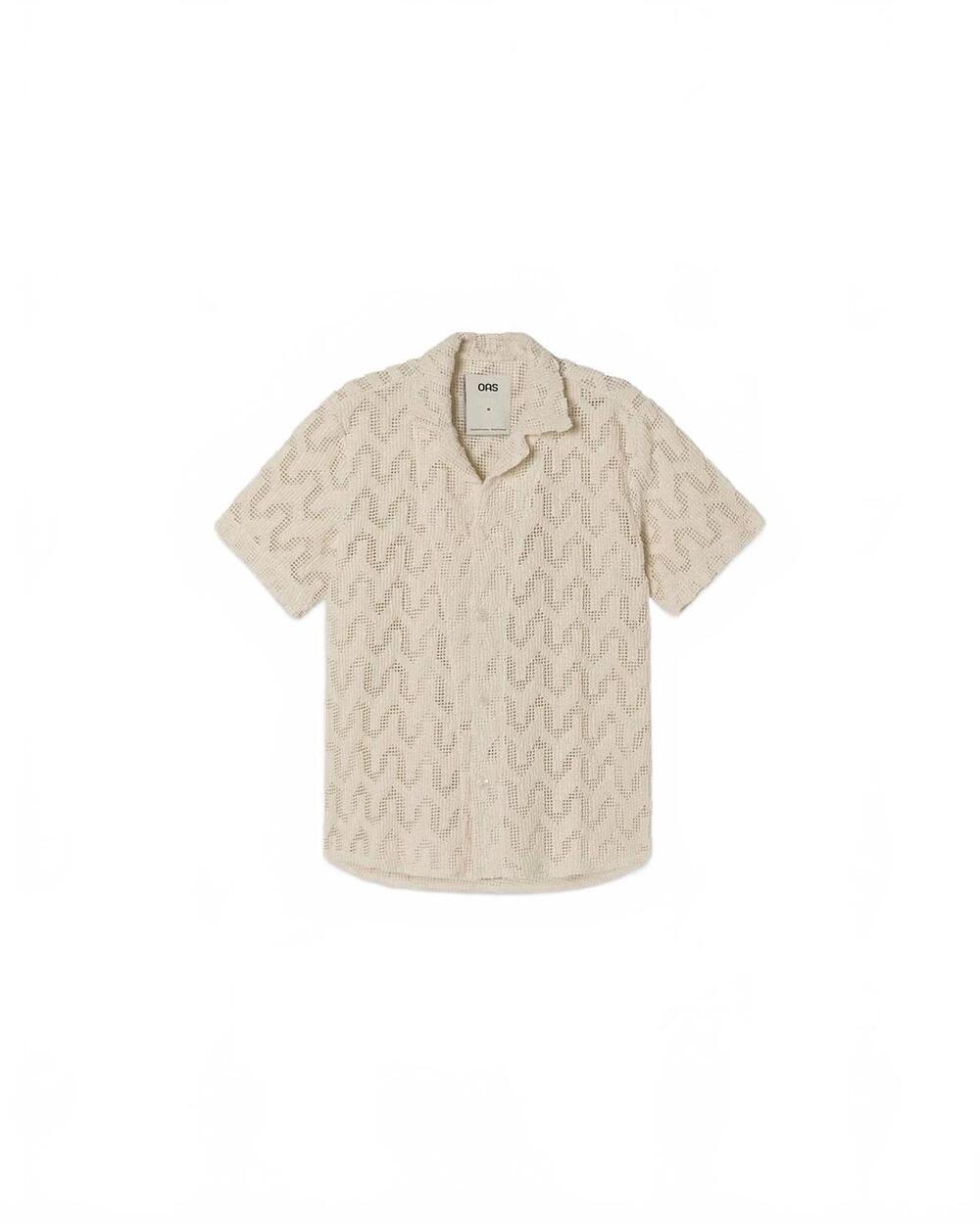 NEW OAS men's atlas cuba crochet shirt in unbleached